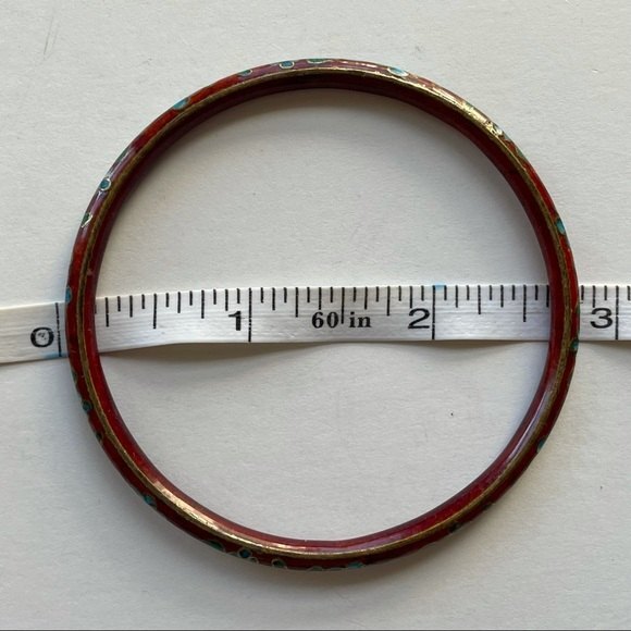 Vintage Cloisonne Red Bangle Bracelet - Picture 10 of 10